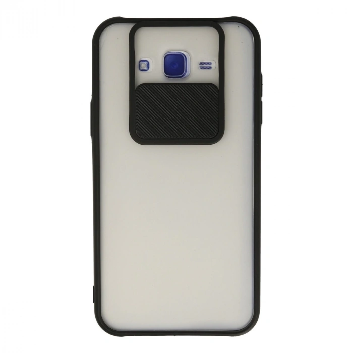Samsung Galaxy J7 Kılıf Palm Buzlu Kamera Sürgülü Silikon - Siyah
