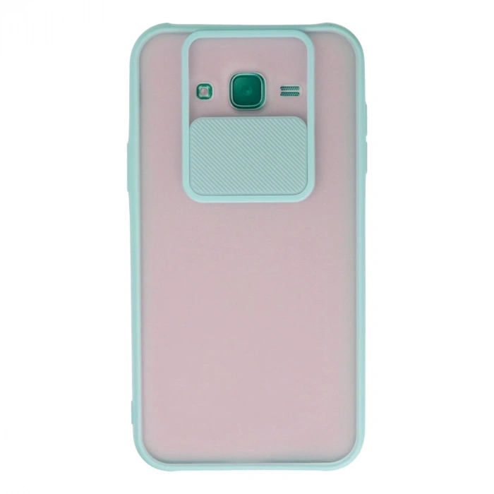 Samsung Galaxy J7 Kılıf Palm Buzlu Kamera Sürgülü Silikon - Turkuaz