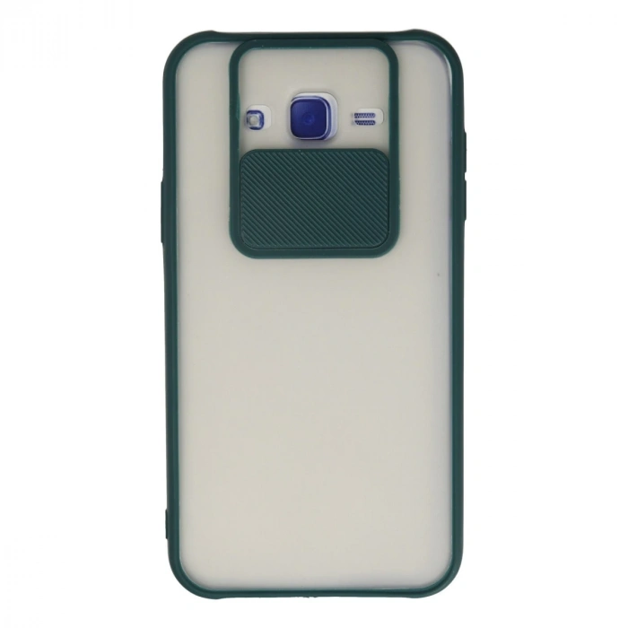 Samsung Galaxy J7 Kılıf Palm Buzlu Kamera Sürgülü Silikon - Yeşil