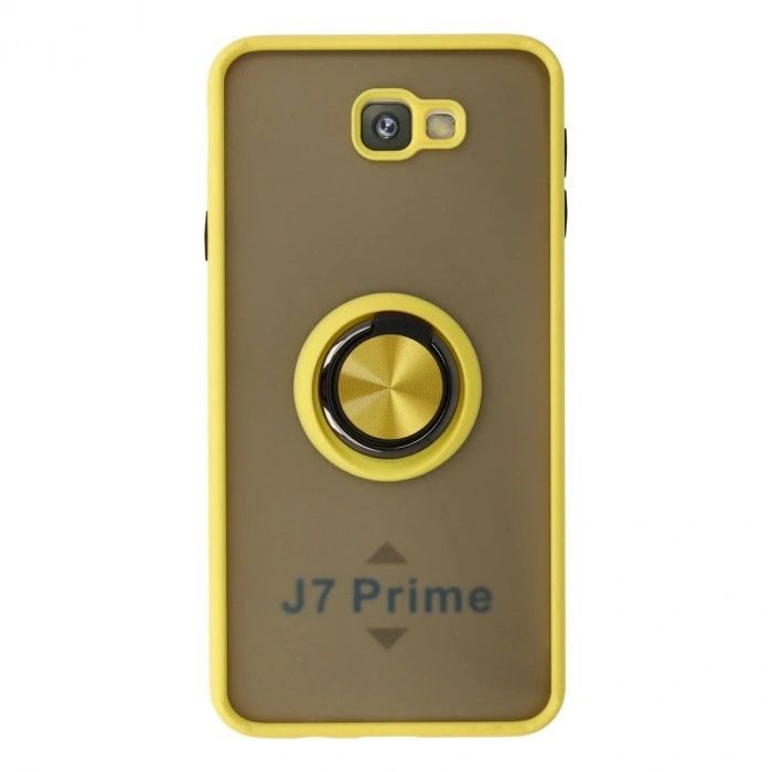 Samsung Galaxy J7 Prime Kılıf Montreal Yüzüklü Silikon Kapak - Sarı