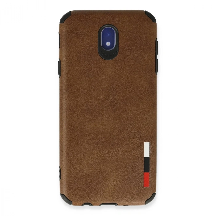 Samsung Galaxy J7 Pro / J730 Kılıf Loop Deri Silikon - Kahverengi