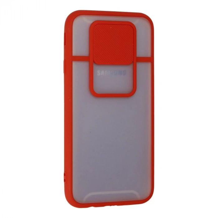 Samsung Galaxy J7 Pro / J730 Kılıf Palm Buzlu Kamera Sürgülü Silikon - Kırmızı