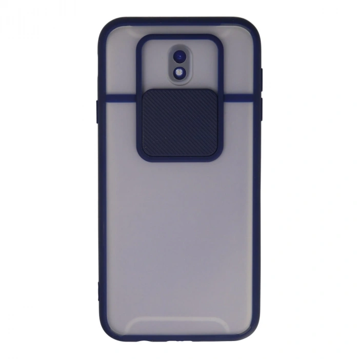 Samsung Galaxy J7 Pro / J730 Kılıf Palm Buzlu Kamera Sürgülü Silikon - Lacivert