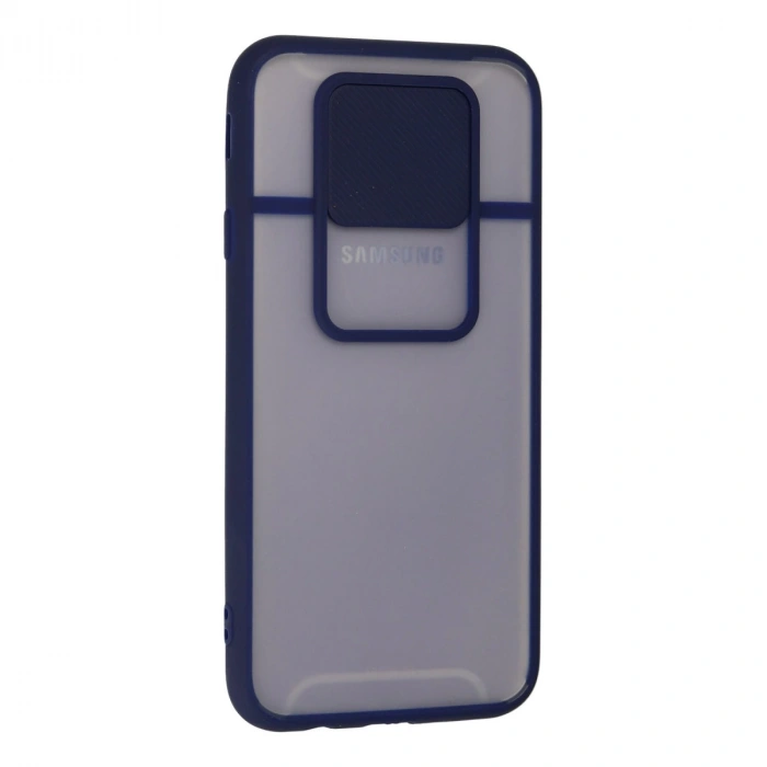 Samsung Galaxy J7 Pro / J730 Kılıf Palm Buzlu Kamera Sürgülü Silikon - Lacivert