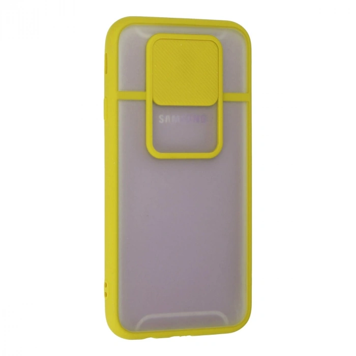 Samsung Galaxy J7 Pro / J730 Kılıf Palm Buzlu Kamera Sürgülü Silikon - Sarı
