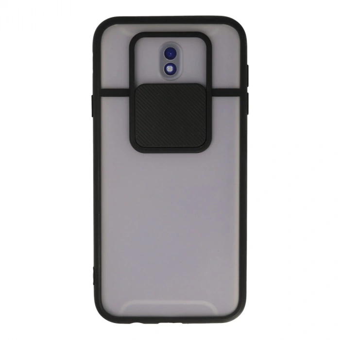 Samsung Galaxy J7 Pro / J730 Kılıf Palm Buzlu Kamera Sürgülü Silikon - Siyah