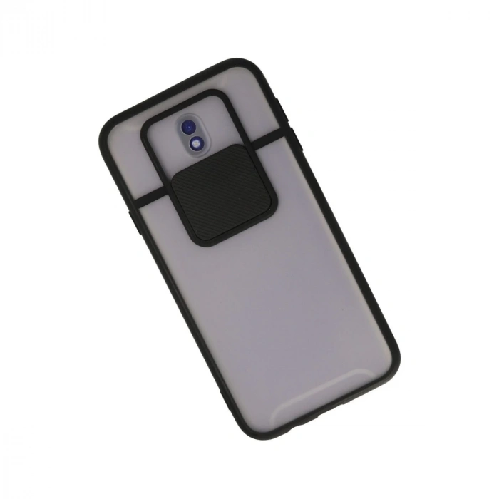 Samsung Galaxy J7 Pro / J730 Kılıf Palm Buzlu Kamera Sürgülü Silikon - Siyah