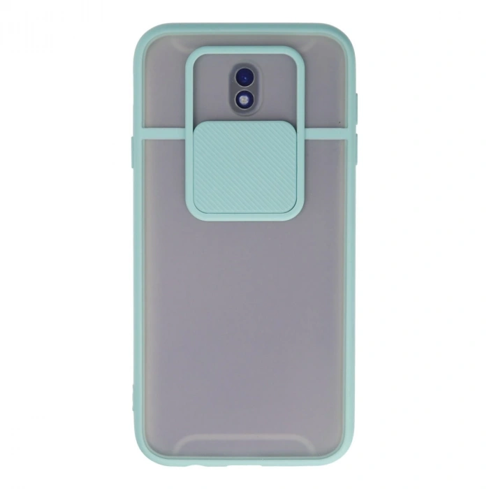 Samsung Galaxy J7 Pro / J730 Kılıf Palm Buzlu Kamera Sürgülü Silikon - Turkuaz