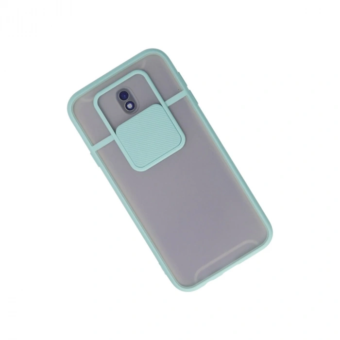 Samsung Galaxy J7 Pro / J730 Kılıf Palm Buzlu Kamera Sürgülü Silikon - Turkuaz