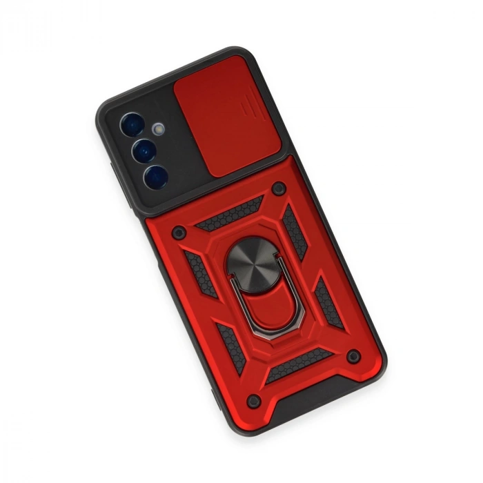 Samsung Galaxy M14 5g Kılıf Pars Lens Yüzüklü Silikon - Kırmızı