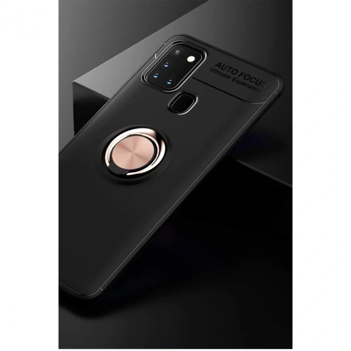 Samsung Galaxy M31 Kılıf Range Yüzüklü Silikon - Siyah-gold