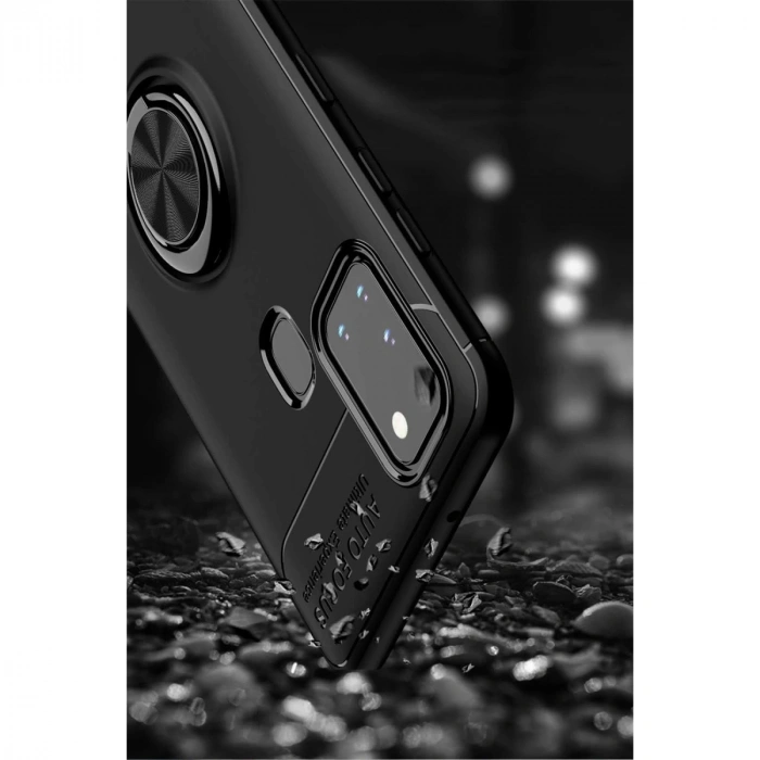 Samsung Galaxy M31 Kılıf Range Yüzüklü Silikon - Siyah-gold