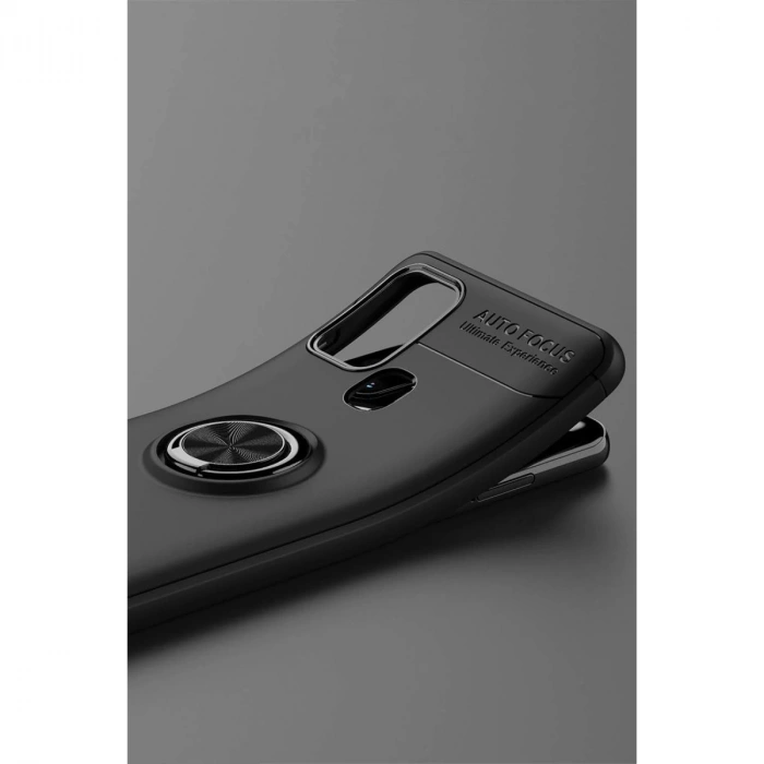 Samsung Galaxy M31 Kılıf Range Yüzüklü Silikon - Siyah-kırmızı