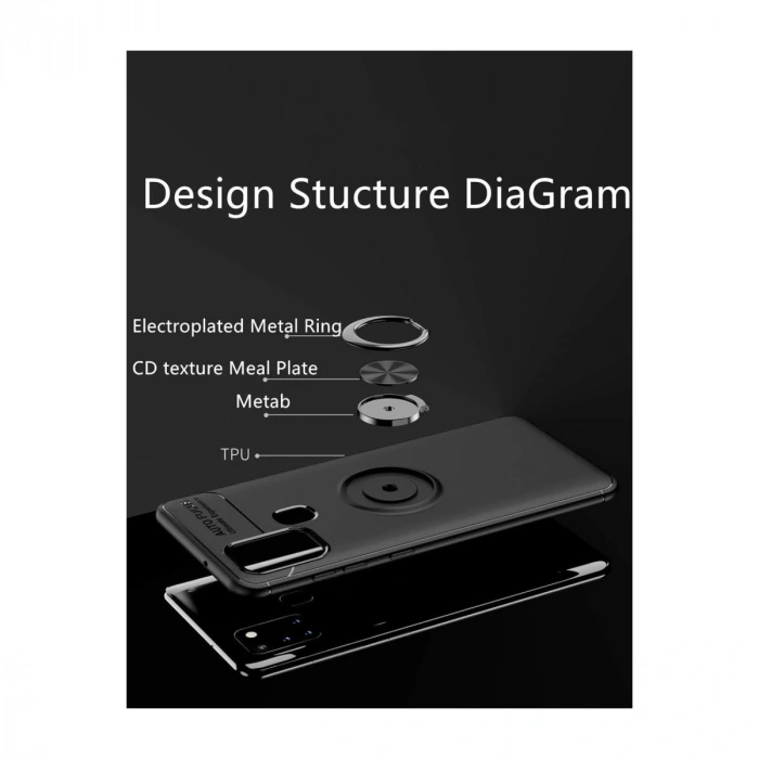 Samsung Galaxy M31 Kılıf Range Yüzüklü Silikon - Siyah-mavi