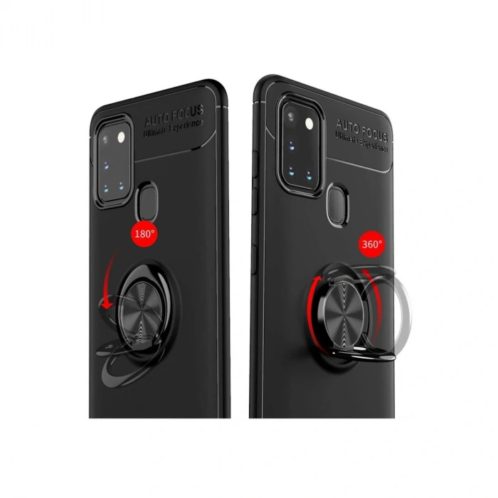 Samsung Galaxy M31 Kılıf Range Yüzüklü Silikon - Siyah-mavi