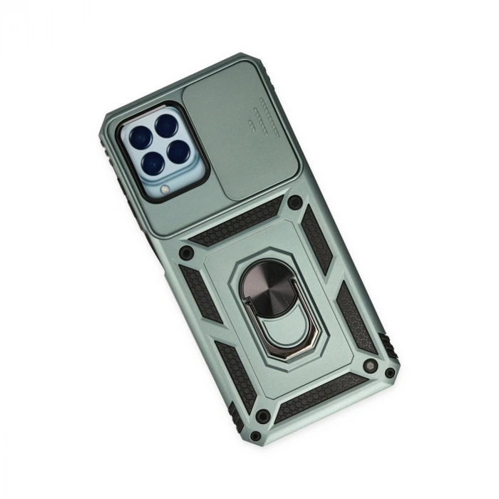 Samsung Galaxy M33 Kılıf Pars Lens Yüzüklü Silikon - Yeşil