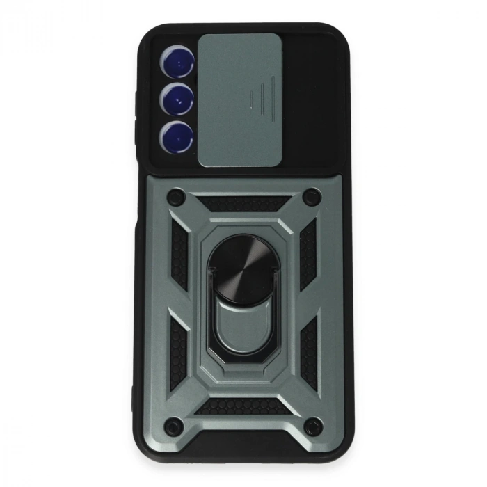 Samsung Galaxy M34 5g Kılıf Pars Lens Yüzüklü Silikon - Yeşil