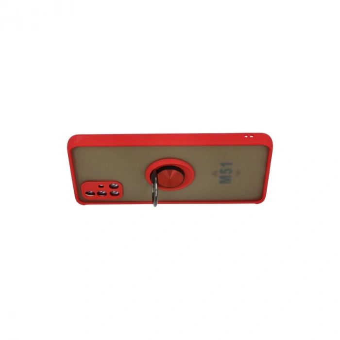 Samsung Galaxy M51 Kılıf Montreal Yüzüklü Silikon Kapak - Kırmızı