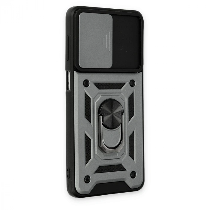 Samsung Galaxy M52 5g Kılıf Pars Lens Yüzüklü Silikon - Gümüş