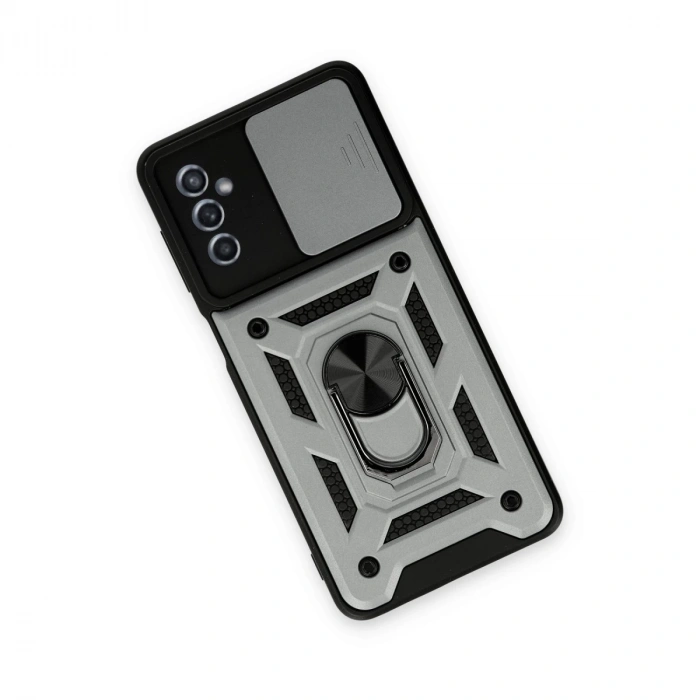 Samsung Galaxy M52 5g Kılıf Pars Lens Yüzüklü Silikon - Gümüş