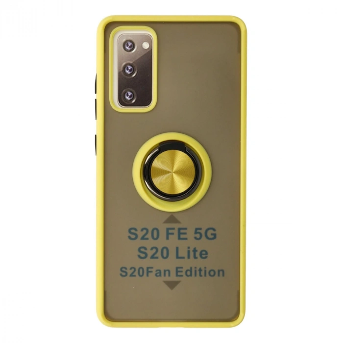 Samsung Galaxy S20 Fe Kılıf Montreal Yüzüklü Silikon Kapak - Sarı