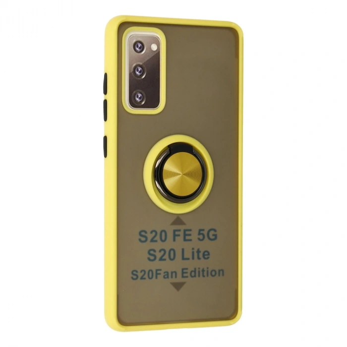 Samsung Galaxy S20 Fe Kılıf Montreal Yüzüklü Silikon Kapak - Sarı