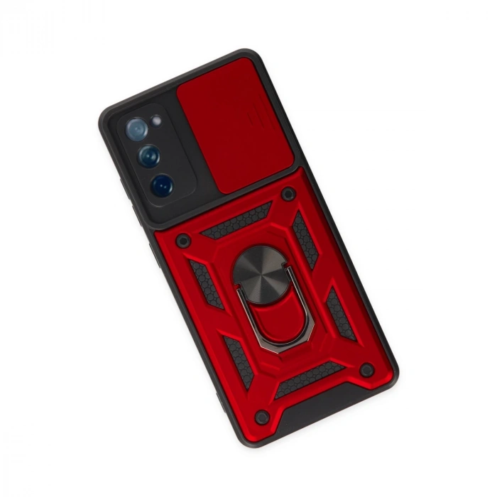 Samsung Galaxy S20 Fe Kılıf Pars Lens Yüzüklü Silikon - Kırmızı