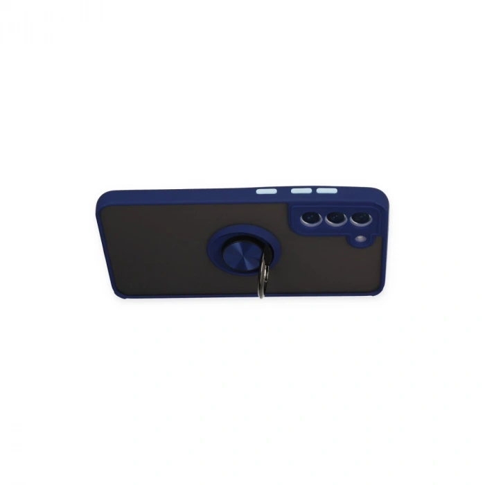 Samsung Galaxy S21 Fe Kılıf Montreal Yüzüklü Silikon Kapak - Lacivert