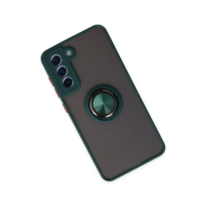 Samsung Galaxy S21 Fe Kılıf Montreal Yüzüklü Silikon Kapak - Yeşil