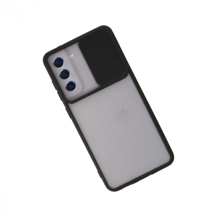 Samsung Galaxy S21 Fe Kılıf Palm Buzlu Kamera Sürgülü Silikon - Siyah