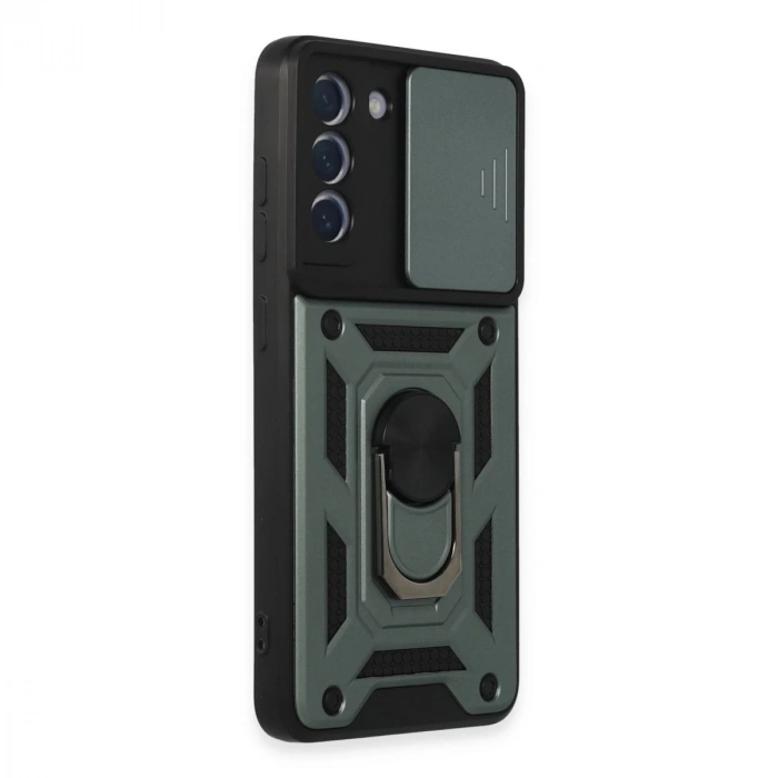 Samsung Galaxy S21 Fe Kılıf Pars Lens Yüzüklü Silikon - Yeşil