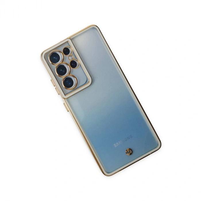 Samsung Galaxy S21 Ultra Kılıf Liva Lens Silikon - Beyaz