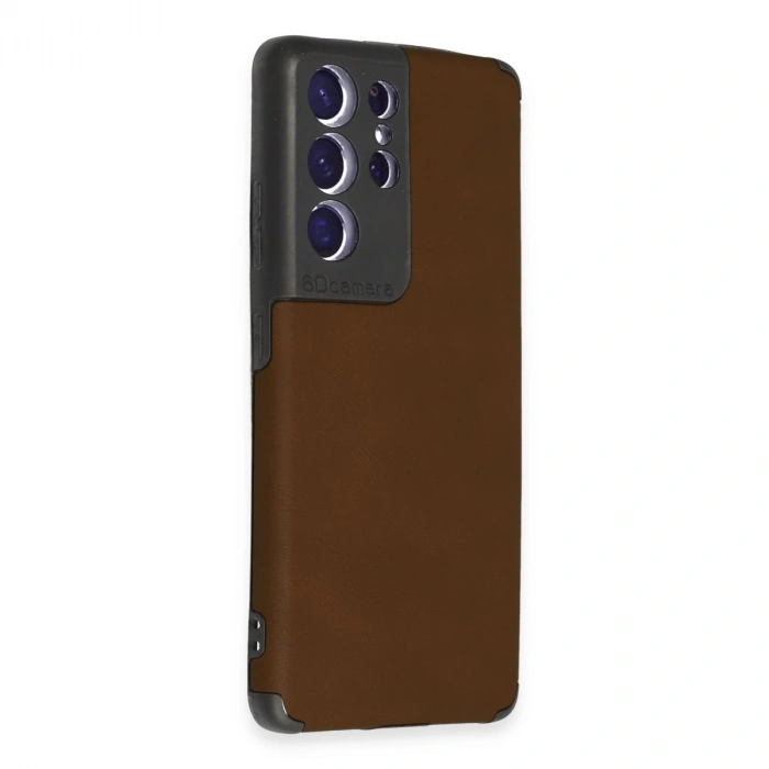 Samsung Galaxy S21 Ultra Kılıf Loop Deri Silikon - Kahverengi