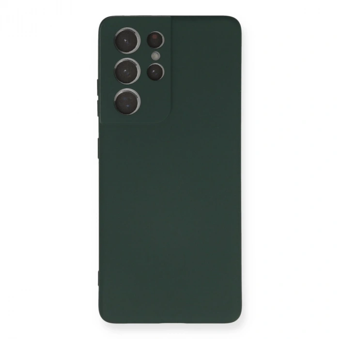 Samsung Galaxy S21 Ultra Kılıf Nano İçi Kadife Silikon - Koyu Yeşil