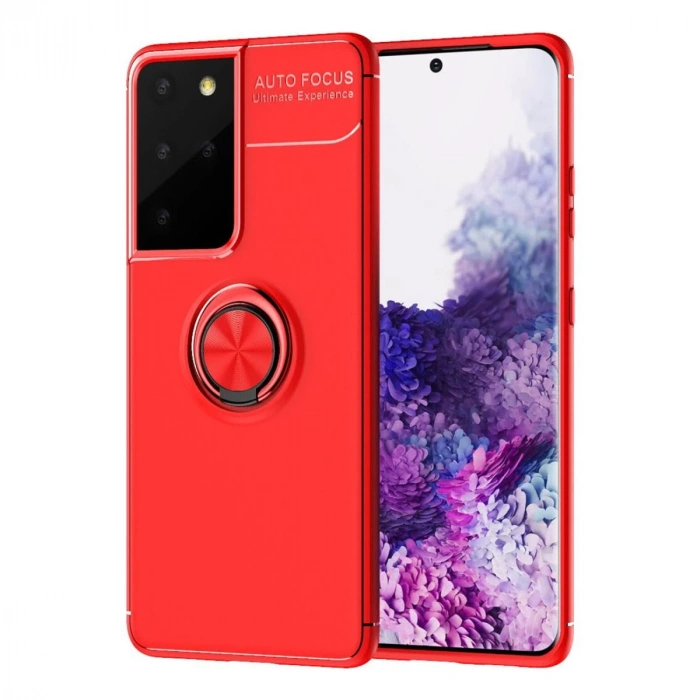 Samsung Galaxy S21 Ultra Kılıf Range Yüzüklü Silikon - Kırmızı