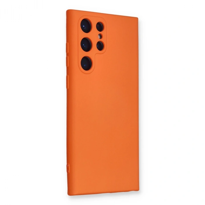 Samsung Galaxy S22 Ultra Kılıf Nano İçi Kadife Silikon - Turuncu