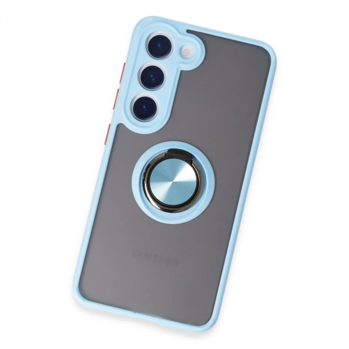 Samsung Galaxy S23 Kılıf Montreal Yüzüklü Silikon Kapak - Buz Mavi