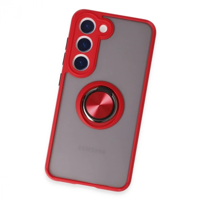 Samsung Galaxy S23 Kılıf Montreal Yüzüklü Silikon Kapak - Kırmızı
