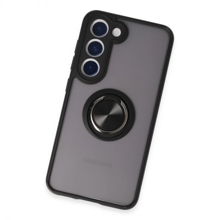 Samsung Galaxy S23 Kılıf Montreal Yüzüklü Silikon Kapak - Siyah