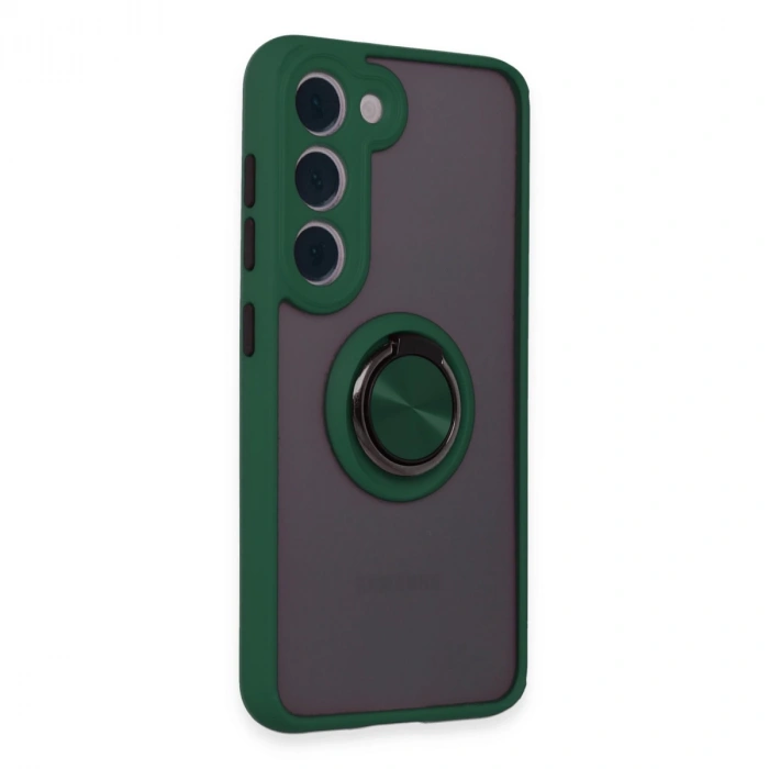 Samsung Galaxy S23 Kılıf Montreal Yüzüklü Silikon Kapak - Yeşil