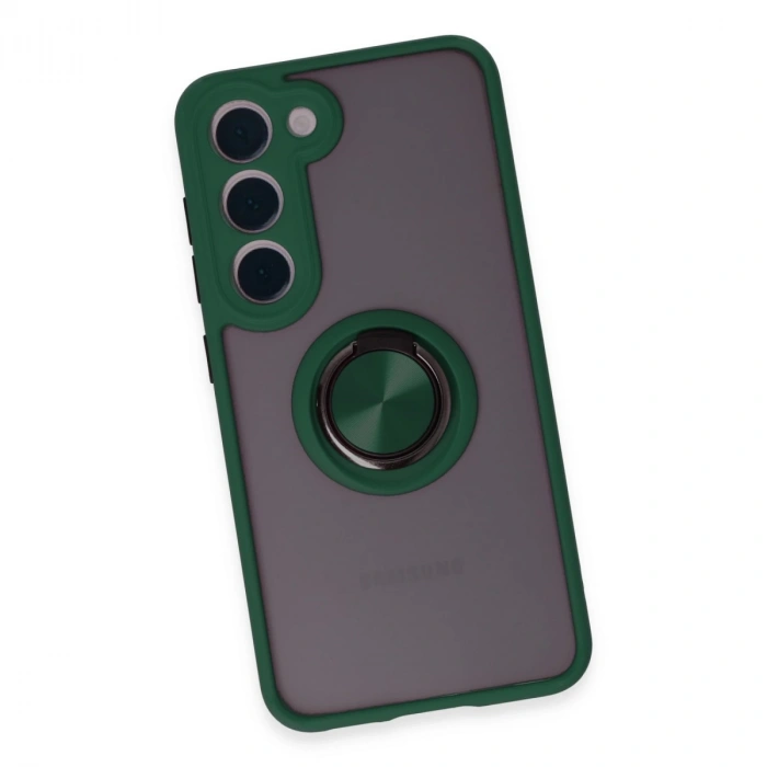 Samsung Galaxy S23 Kılıf Montreal Yüzüklü Silikon Kapak - Yeşil