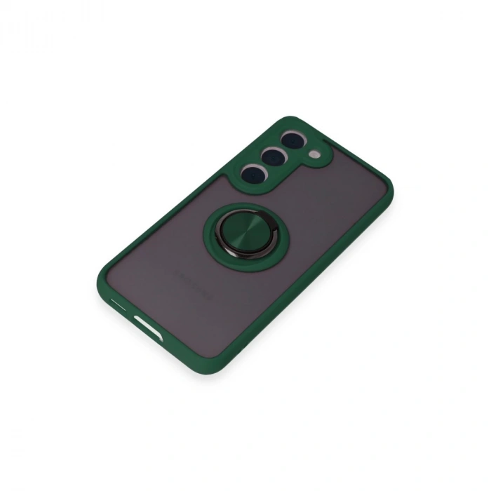 Samsung Galaxy S23 Kılıf Montreal Yüzüklü Silikon Kapak - Yeşil