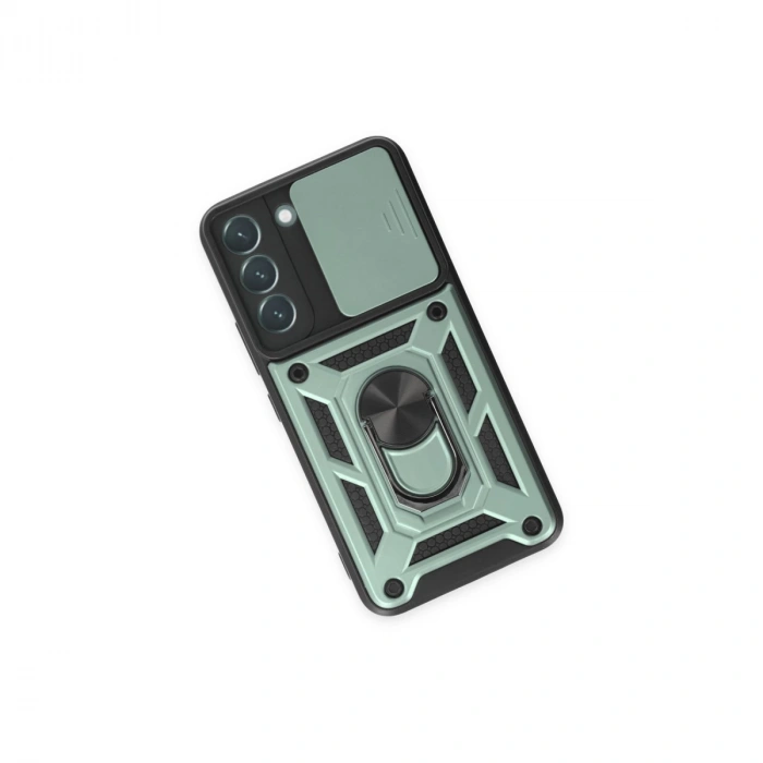 Samsung Galaxy S23 Kılıf Pars Lens Yüzüklü Silikon - Yeşil