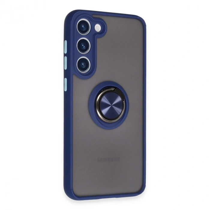 Samsung Galaxy S23 Plus Kılıf Montreal Yüzüklü Silikon Kapak - Lacivert