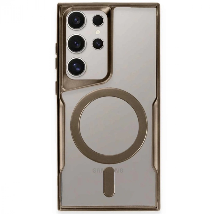 Samsung Galaxy S23 Ultra Kılıf Boyi Magsafe Silikon Kapak - Kahverengi