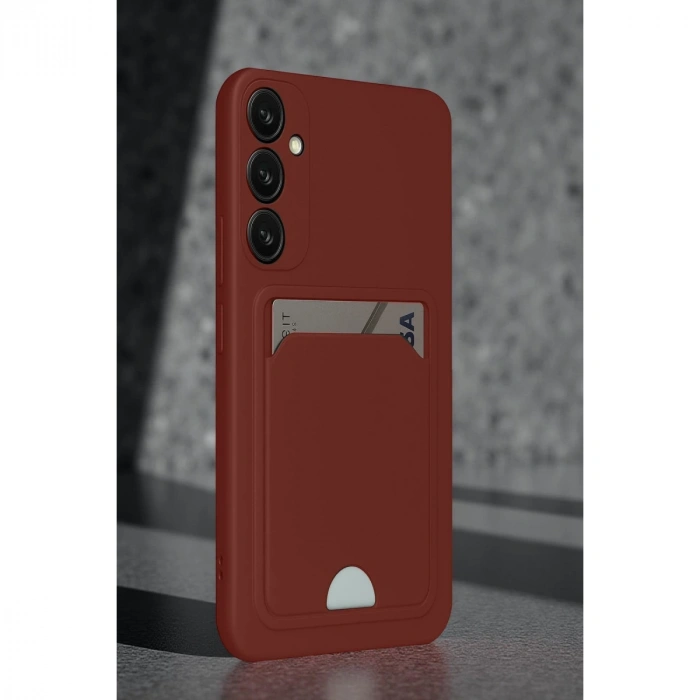 Samsung Galaxy S24 Fe Kılıf Kelvin Kartvizitli Silikon - Bordo