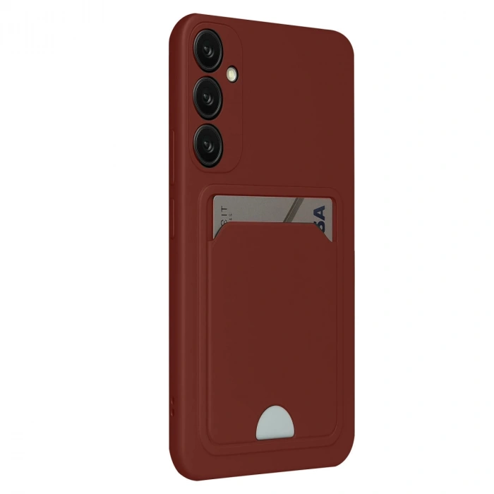 Samsung Galaxy S24 Fe Kılıf Kelvin Kartvizitli Silikon - Bordo