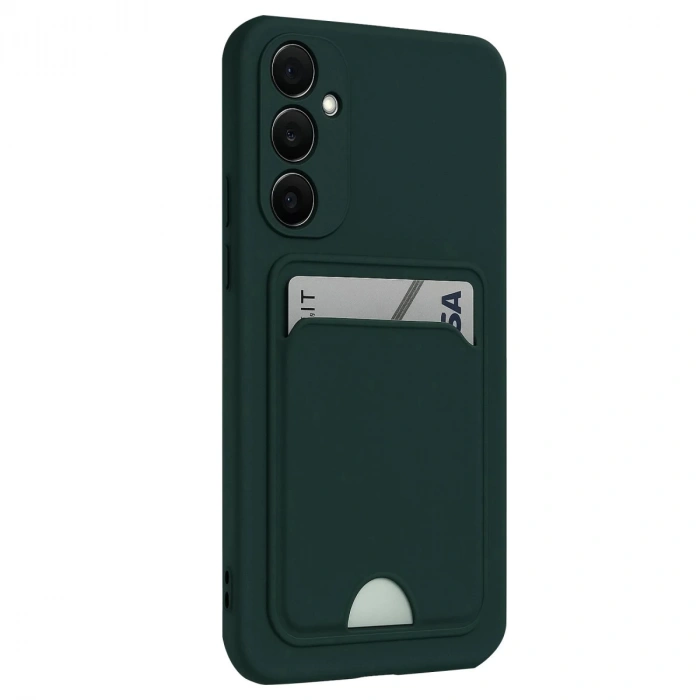 Samsung Galaxy S24 Fe Kılıf Kelvin Kartvizitli Silikon - Koyu Yeşil
