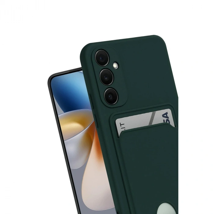 Samsung Galaxy S24 Fe Kılıf Kelvin Kartvizitli Silikon - Koyu Yeşil