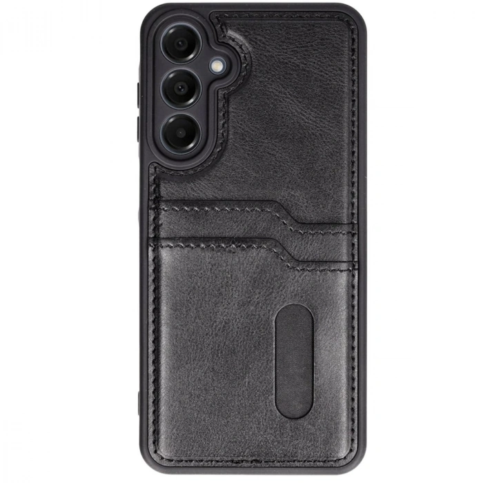 Samsung Galaxy S24 Fe Kılıf Sara Kartvizitli Deri Kılıf - Siyah